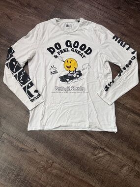 Smileworld "Do Good & Feel Great" Long Sleeve Tee - White with Yellow Graphic